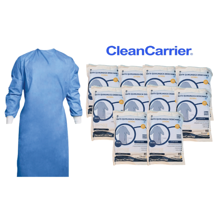 🥼 BATA PACIENTE SMS DESECHABLE COLOR AZUL CLEAN CARRIER – CAJA X100 1