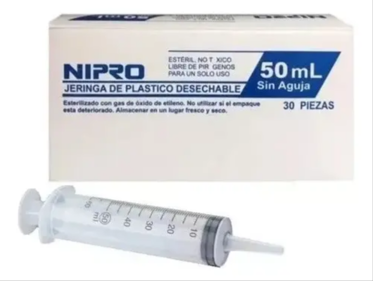 💉 Jeringa Nipro 50 CC Luer Lock Central SIN Aguja – Caja x30 1