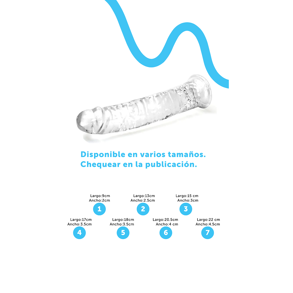 COMBO x 7 Dildos Transparentes Flexibles Textura Suave - "Cristal"