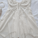 BABY DOLL WHITE - Lencería Encaje y Tul Transparente con Abertura Frontal + Tanga | Sensual, Suave y Liviano