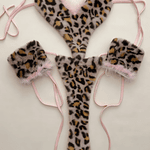 SET LION - Leopardo con Peluche + Orejas y Muñequeras | Disfraz Gatita Sexy de Peluche | Lencería Roleplay Ajustable