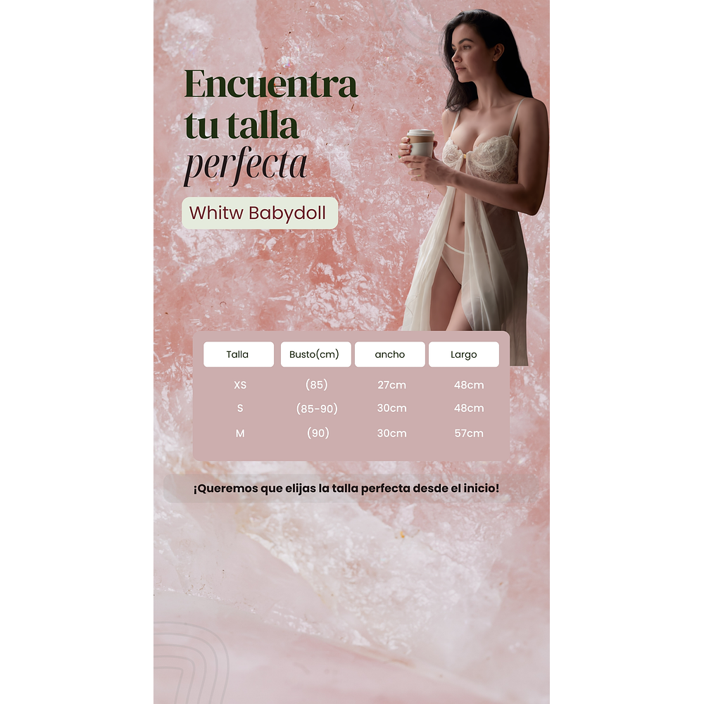 BABY DOLL WHITE - Lencería Encaje y Tul Transparente con Abertura Frontal + Tanga | Sensual, Suave y Liviano