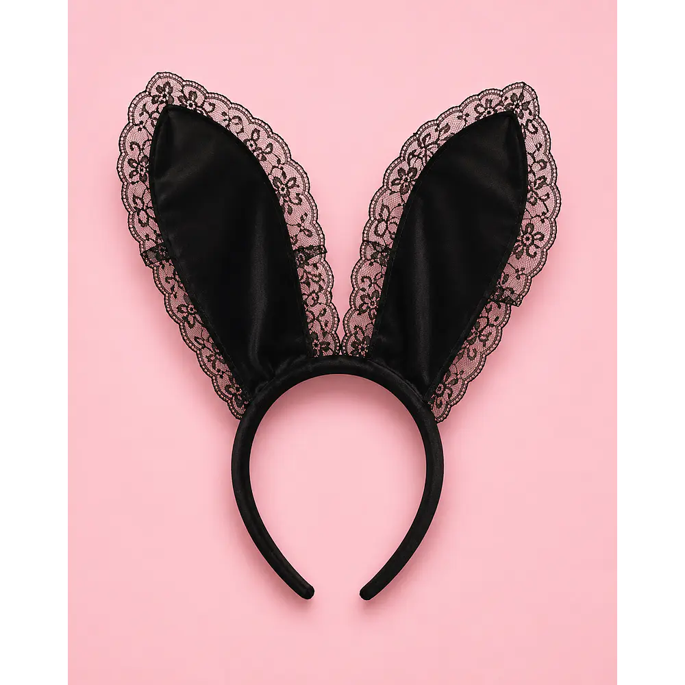 Vincha con Encaje Orejas Bunny Negro