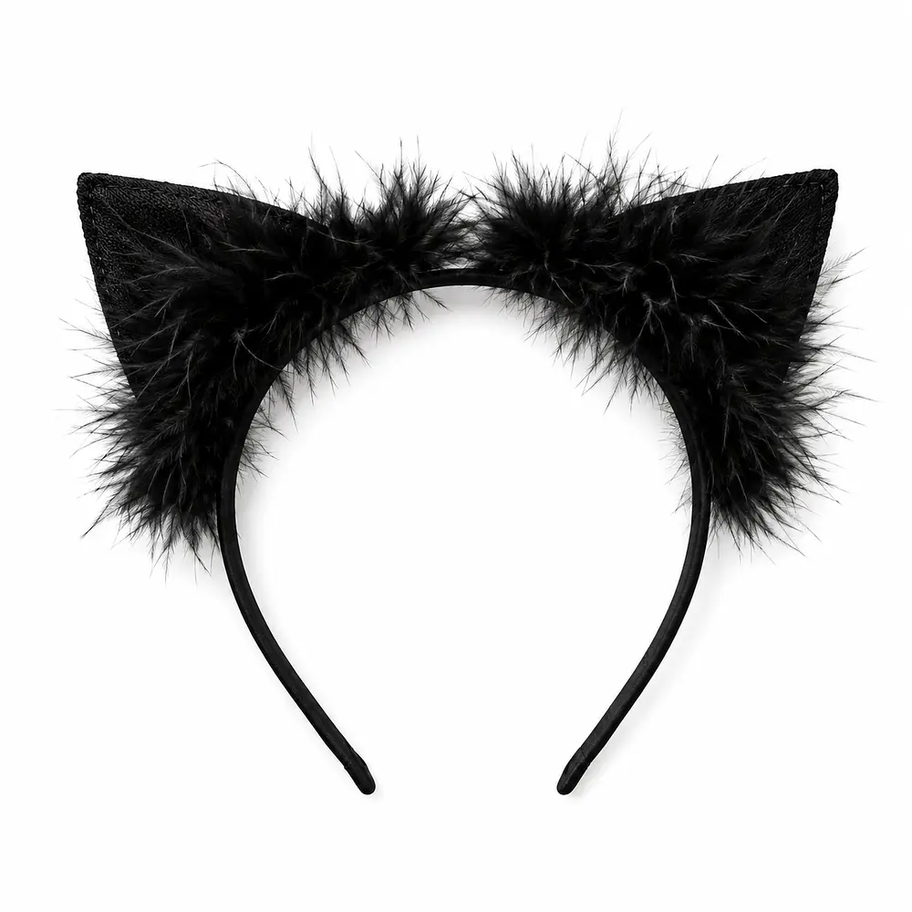 Set de Accesorios Negro con Orejas de Gatita, Antifaz de Encaje y Esposas Decorativas