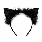 Set de Accesorios Negro con Orejas de Gatita, Antifaz de Encaje y Esposas Decorativas