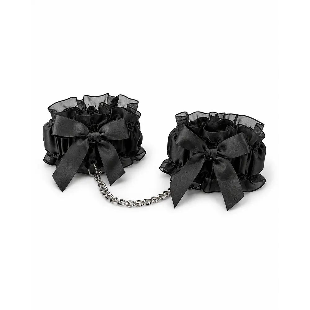 Set de Accesorios Negro con Orejas de Gatita, Antifaz de Encaje y Esposas Decorativas