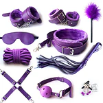 Set Íntimo de 10 Piezas en Cuero Sintético con Antifaz, Esposas y Accesorios BDSM