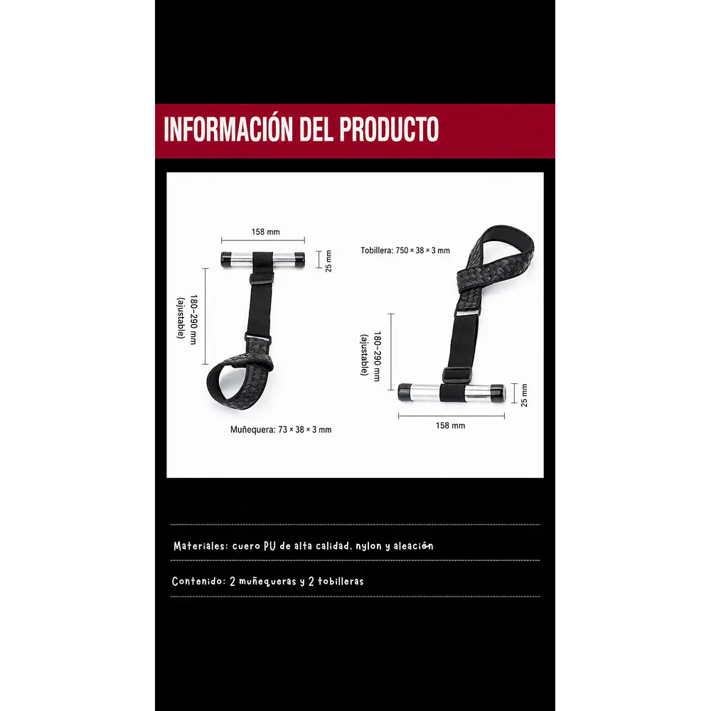 Kit de Sujeción para Puerta con Muñequeras y Tobilleras Ajustables