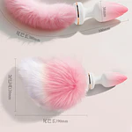 Cola Plug de Zorro Vibradora USB Rosa y Blanca con Control por App