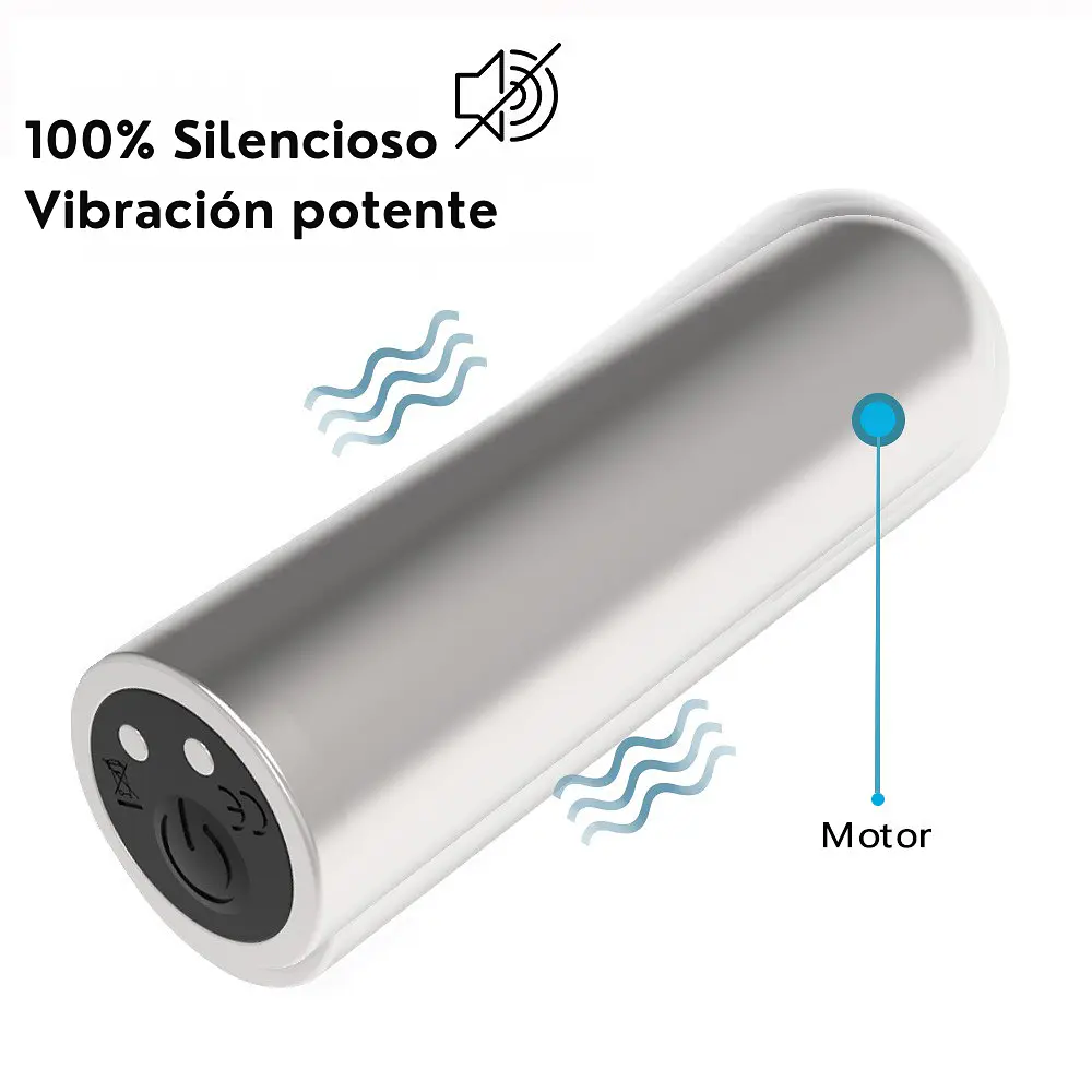 BALA VIBRADORA PLATEADA SIN CONTROL "STRONG" - USB