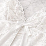 CAMISÓN- Lencería de Encaje y Tul Transparente con Volado + Colaless – Conjunto Sensual Femenino