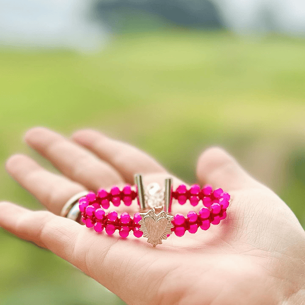 Pulsera Pink con corazón sagrado en plata  3