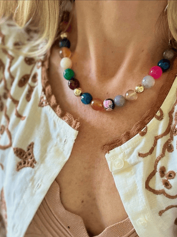 Collar piedras colores XL