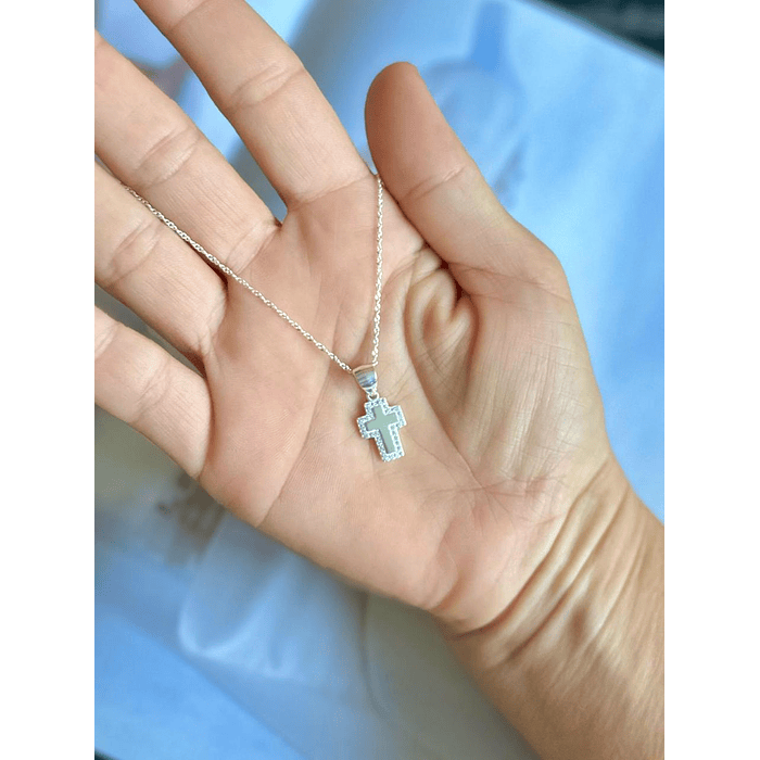 Cadena religiosa con cruz con circones de plata 2