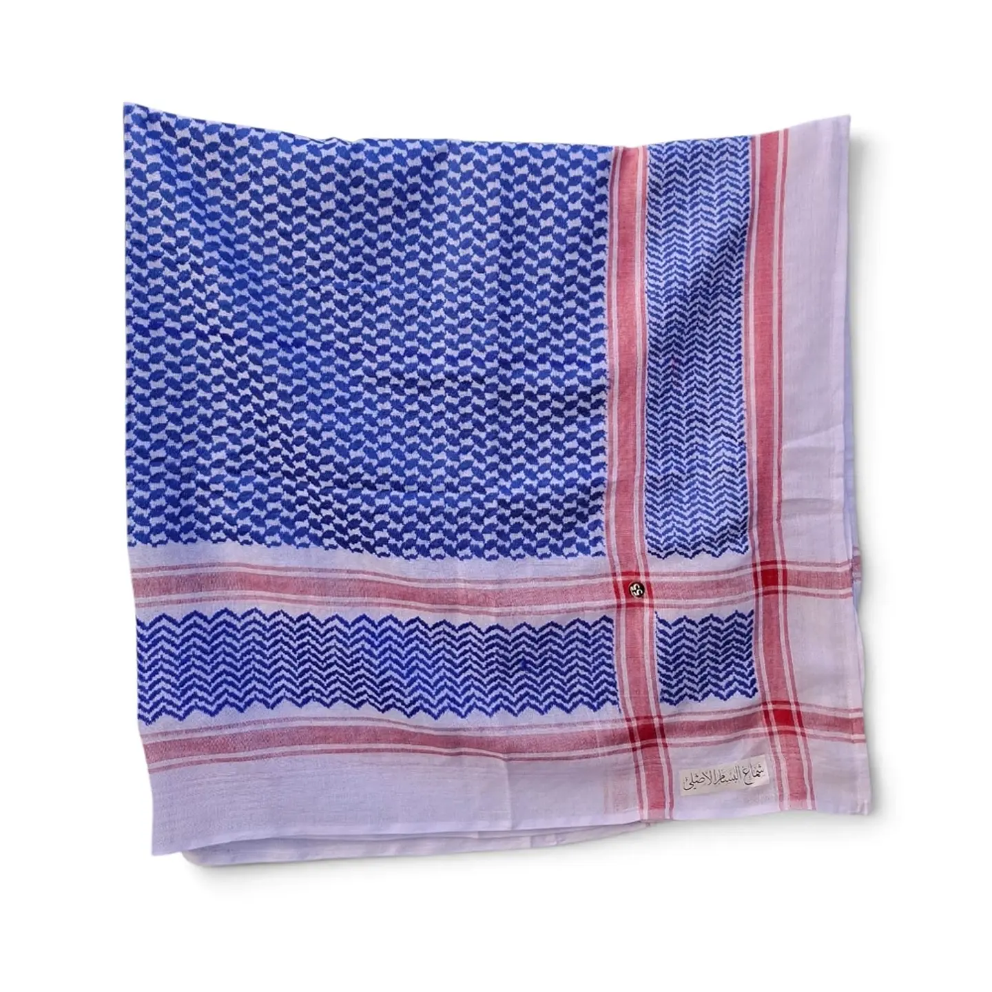 Kufiya Azul y Blanco Entramado Pequeño Algodón 130x130 cm 2