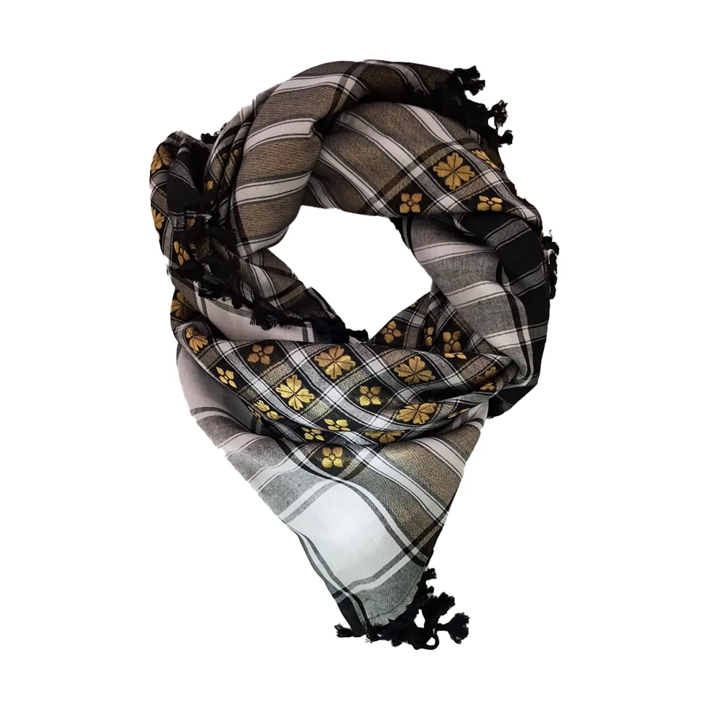 Pañuelo Árabe Negro con Flores 130x130 cm 1