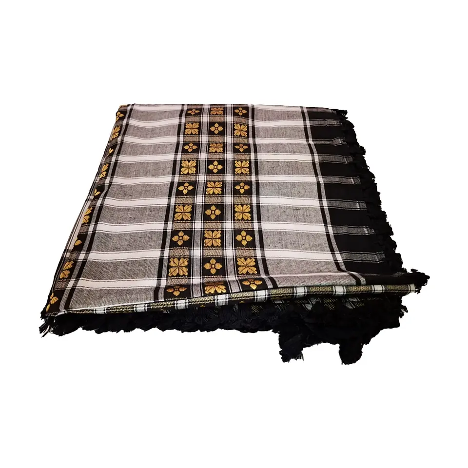 Pañuelo Árabe Negro con Flores 130x130 cm 2