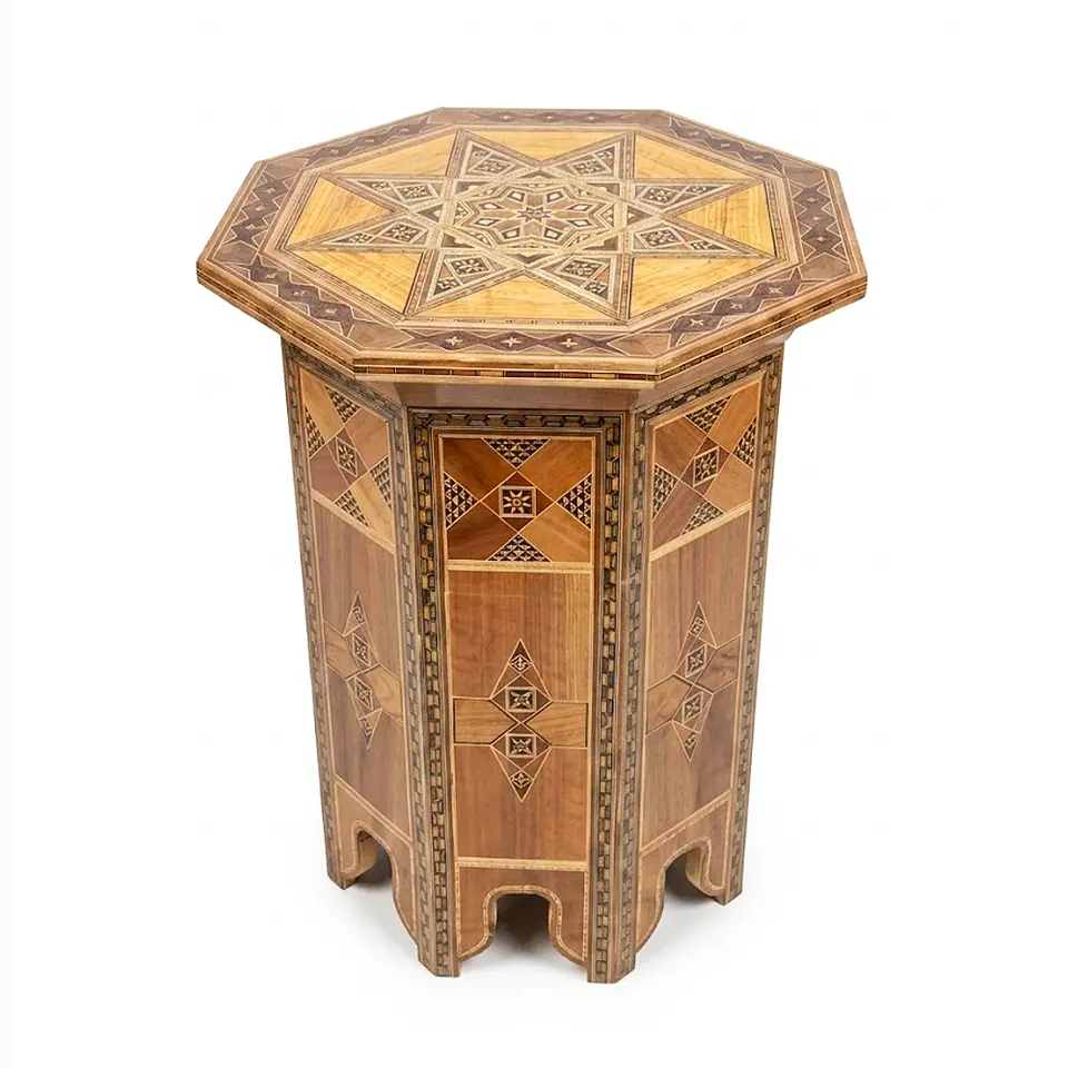 Mesa Lateral de Marquetería y Nácar – 62 cm 1