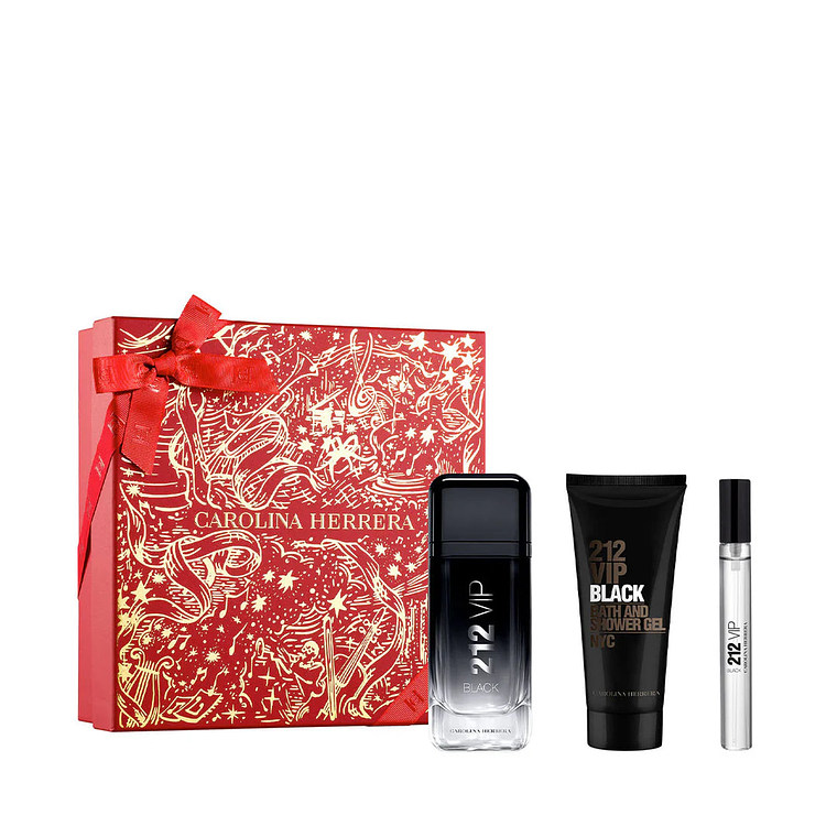 Estuche Carolina Herrera 212 Vip Black Edp 100 Ml + Mini 10 Ml + Gel De Ducha 100 Ml Hombre 1