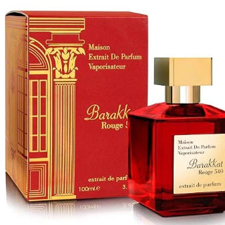 Perfume Fragrance World Barakkat Rouge 540 Maison Extrait de Parfum 100ml Unisex- Inspirado En Baccarat Rouge Extrait (Version Rojo) 1