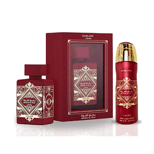 Estuche Lattafa Badee Al Oud Sublime Edp 100 Ml + Deo Spray 200 Ml Set 2 Pcs Unisex (Rojo)