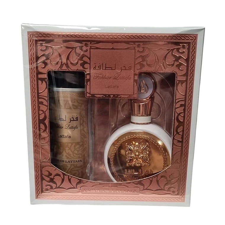 Estuche Lattafa Fakhar Women Edp 100 Ml + Deo Spray 200 Ml Set 2 Pcs Mujer 1