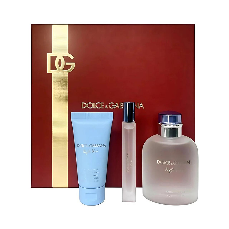 Estuche Dolce And Gabbana Light Blue Pour Homme Edt 125Ml + 10Ml + Shower Gel 50Ml Hombre 1