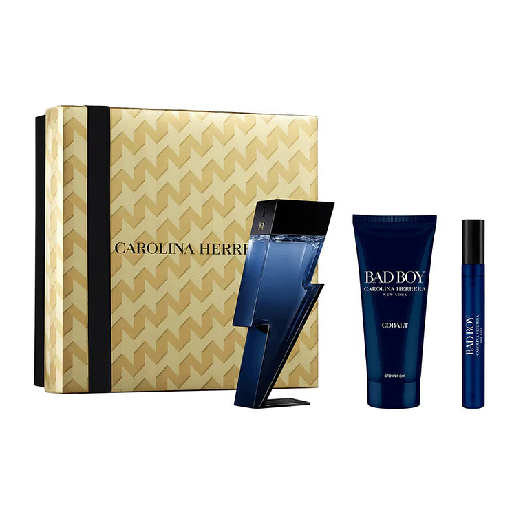 Estuche Carolina Herrera Bad Boy Cobalt EDP Électrique 100ml +Mini 10ml +Gel Ducha 100ml Hombre 1
