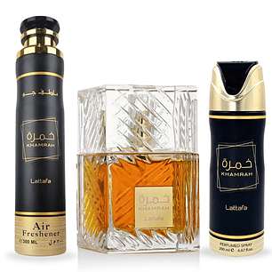Estuche Lattafa Khamrah Edp 100ml + Deo 200ml + Airfresh 300ml - Gift Set