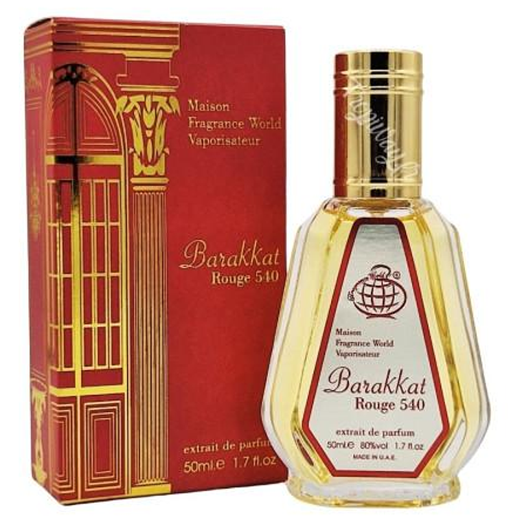 Perfume Fragrance World Barakkat Rouge 540 Extrait de Parfum 50 ml Unisex - Rojo 1