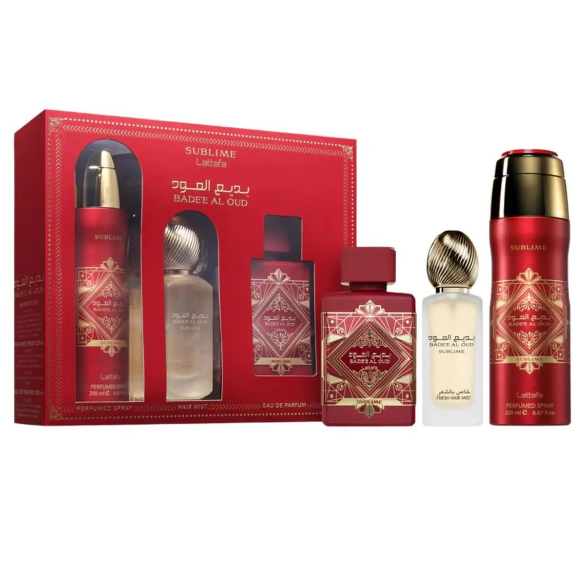 Estuche Lattafa Badee Al Oud Sublime 100Ml+200Ml Perfume Spray + 50Ml Hair Mist Unisex 1