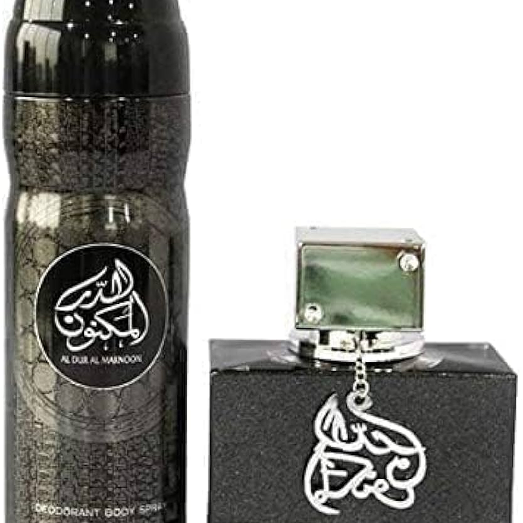 Estuche Lattafa Al Dur Al Maknoon Silver Edp 100 Ml + Deo Spray 200 Ml Hombre 1