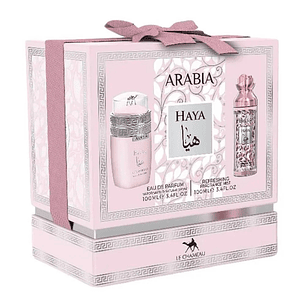 Estuche Perfume Le Chameau Arabia Haya 100 Ml Mujer + 100ml Body Mist -Inspirado En Yara