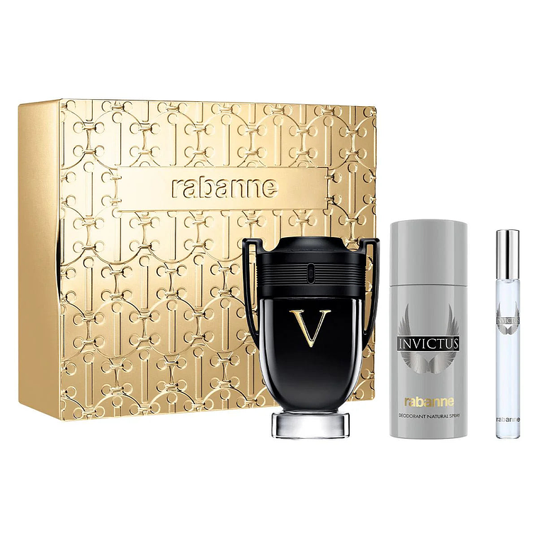 Estuche Paco Rabanne Invictus Victory Edp Extreme 100 Ml + Deo 150 Ml + Travel Spray 10 Ml Hombre 1