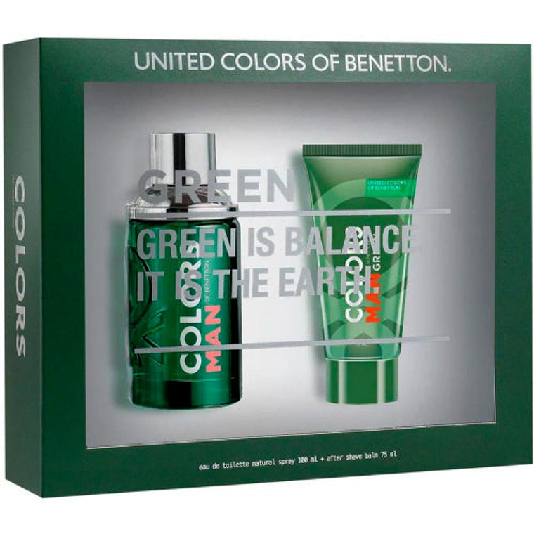 Estuche Benetton Colors Man Green 100ml EDT + After Shave 75ml Hombre 1