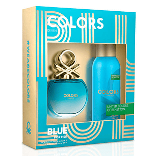 Estuche Benetton Colors Blue Edt 80ml Mujer + 150 ml Deo
