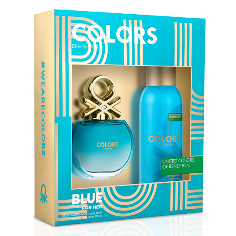 Estuche Benetton Colors Blue Edt 80ml Mujer + 150 ml Deo 1