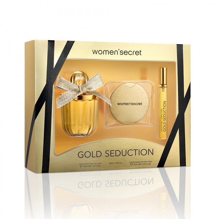 Estuche Womans Secret Gold Seduction Edp 100ml + Roll on 10ml Mujer + Espejo 1
