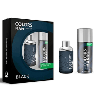 Estuche Benetton Colors Man Black Edt 100ml + 150ml Deo Spray Hombre
