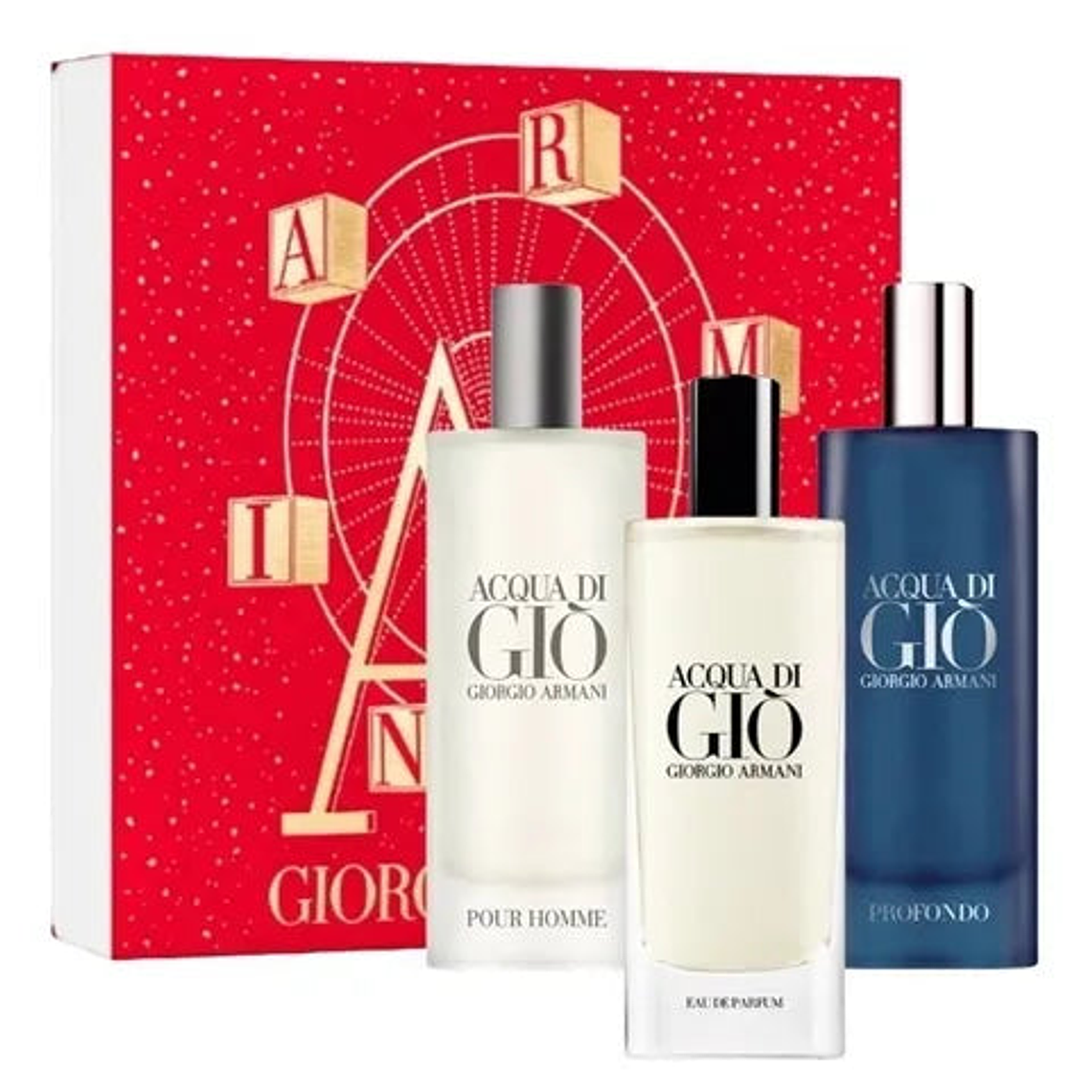Estuche Giorgio Armani Acqua Di Gio Edp 15ml +Gio Edt 15 + Profondo Edt 15ml Hombre 1