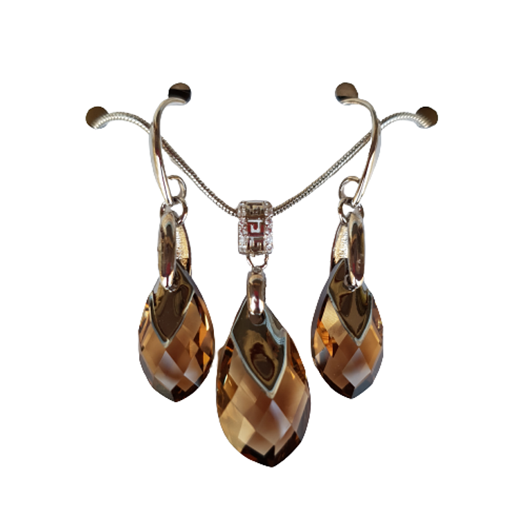 Conjunto De Elementos De Swarovski - Light Smoked Topaz 1
