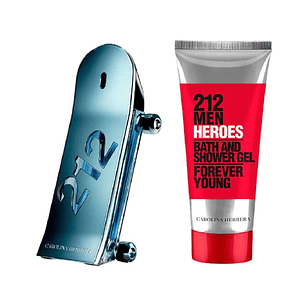 Estuche Carolina Herrera 212 Heroes Edt 90ml Hombre + Gel 100ml