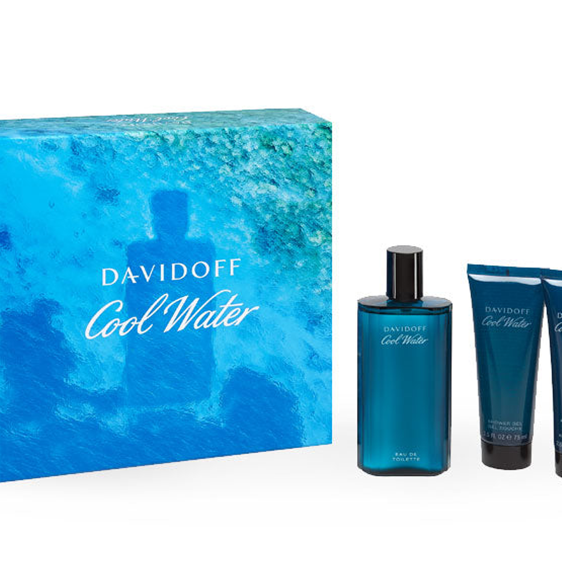 Estuche Davidoff Cool Water Man Edt 125ml + Gel De Ducha 75ml + After Shave 75ml Hombre 1