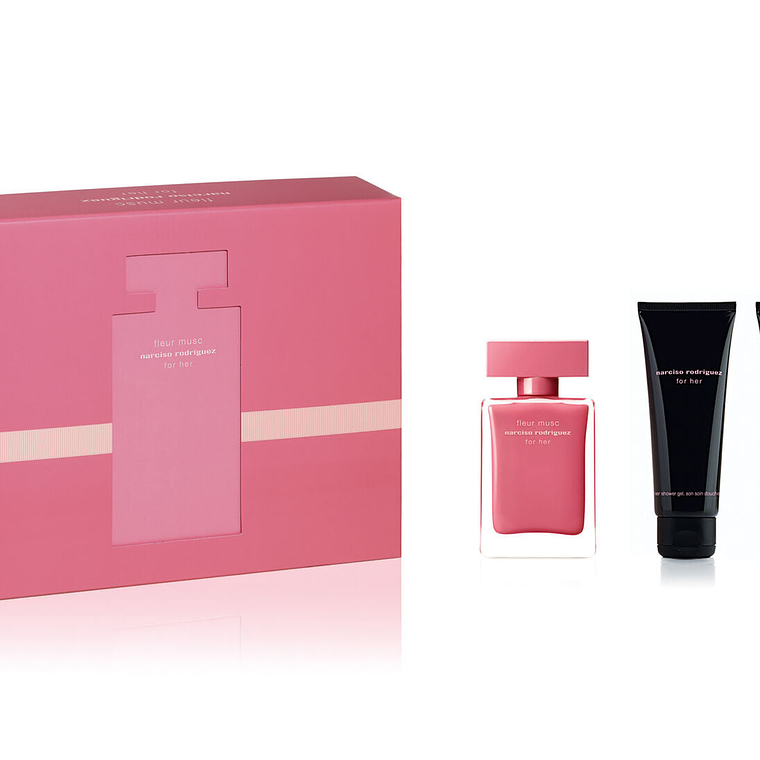 Estuche Narciso Rodriguez Fleur Musc For Her Edp 50ml + 75ml gel de ducha + 75 ml body locion Mujer 1