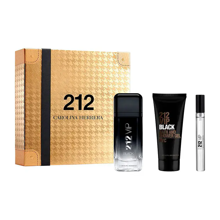 Estuche Carolina Herrera 212 Vip Black Edp 100 Ml + Mini 10 Ml + Gel De Ducha 100 Ml Hombre 1