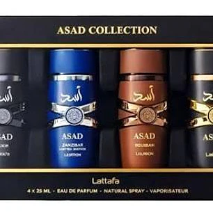 Estuche Lattafa Asad+Asad Elixir + Zanzibar+ Bourbon EDP 25 ML *4 Hombre