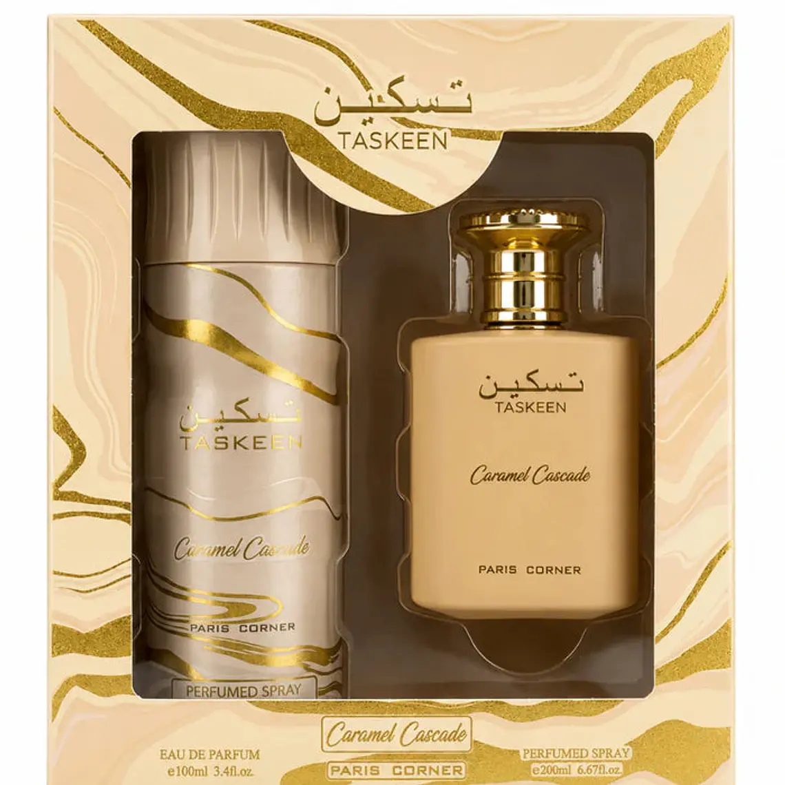 Estuche Paris Corner Taskeen Caramel Cascade EDP 100 ml + Perfumed Spray 200 ml Unisex 1