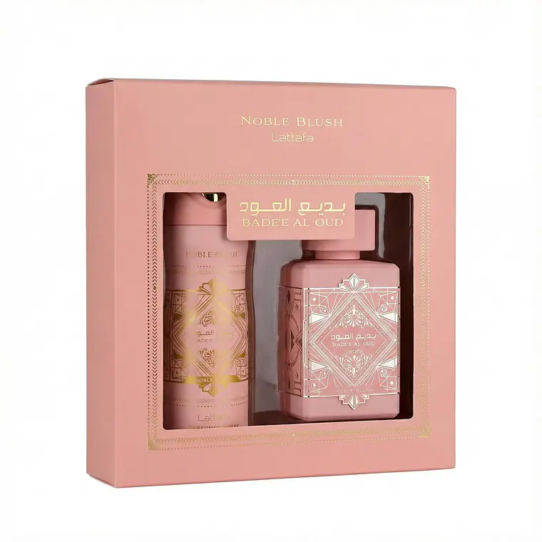 Estuche Lattafa Badee Al Oud Noble Blush EDP 100 ml + Perfume Spray 200 ml Mujer 1