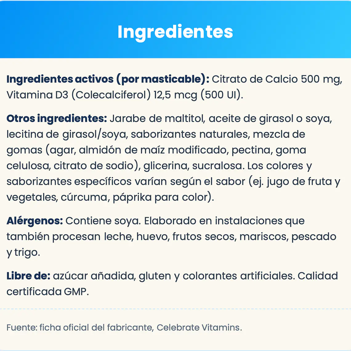 Citrato de Calcio - Masticables - Celebrate 8