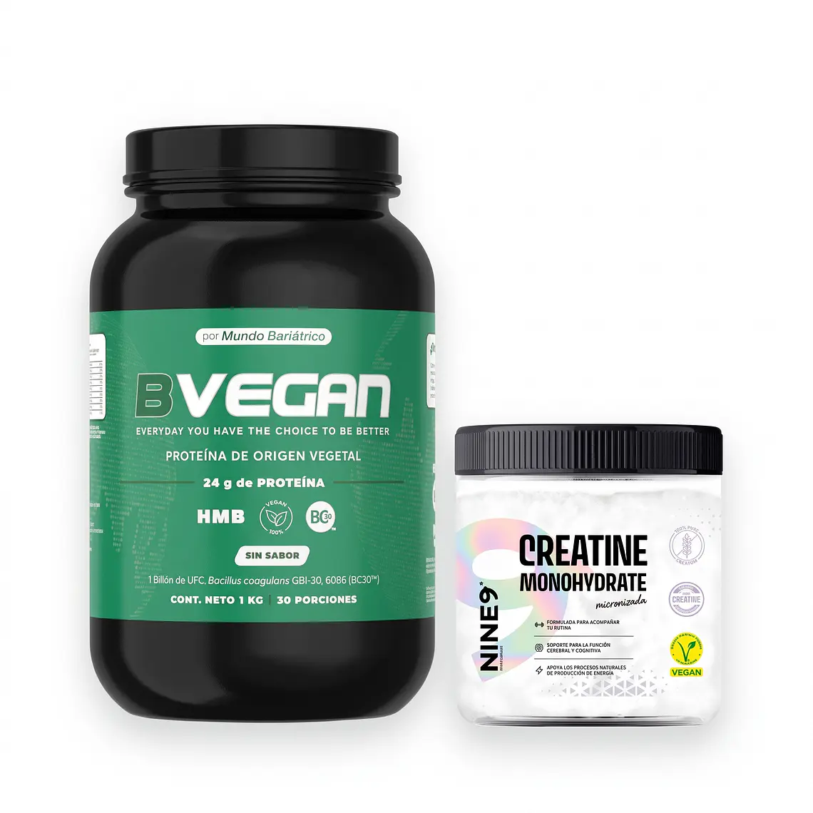 Proteína Vegetal B Vegan Sin Sabor & Creatina Monohidratada Nine9 1